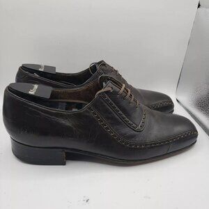 Vintage US9 Handmade Men's Brown Leather Split Toe Lace Up Derby Dress Shoes